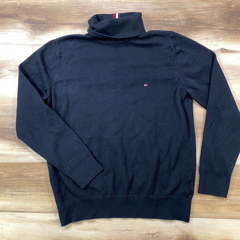 Tommy Hilfiger Turtleneck Mens M Classic Cotton Cashmere Regular Fit Black